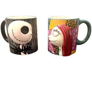Disney Nightmare Before Christmas Jack Sally Mug Misfit Love Kiss Ceramic 3D Set